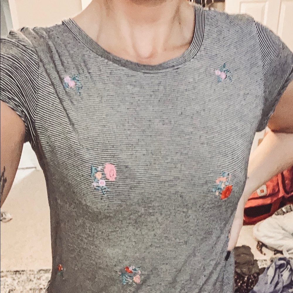 Floral and Striped Baby Tee